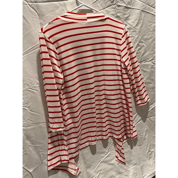 Ninexis Open Front 3/4 Sleeve Cardigan red/white stripe Medium Valentine's Day - Picture 2 of 5